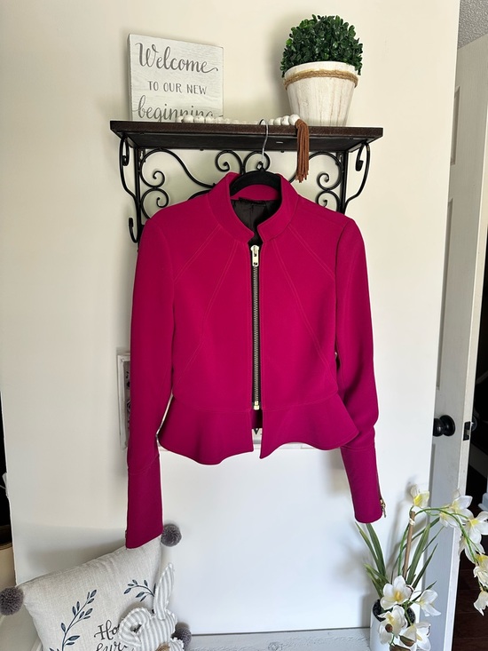 Worthington Jackets & Blazers - Worthington Fuchsia Peplum Zip Jacket